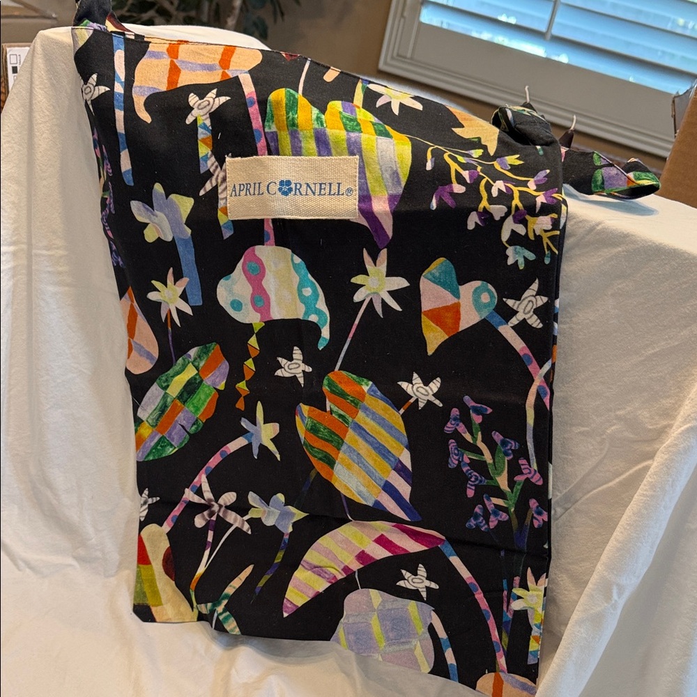 April Cornell Black Bag with Multicolor Abstract Design